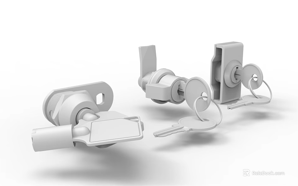 Modern Metal Door Handles With Lock Mechanism And Key For Home Use 3d model 