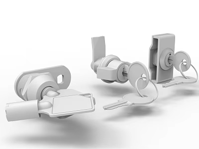 Modern Metal Door Handles With Lock Mechanism And Key For Home Use 3d model