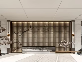 New Chinese Front Desk Sales Office Front Office 3d model