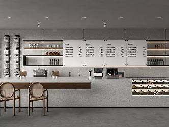 Modern Front Desk Cafe Cashier Water Bar Cake Cabinet Milk Tea Shop 3d model