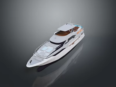 Luxury Modern Yacht Exterior Design With White Hull Shiny Deck And Upper Structure 3d model