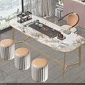 Light Luxury Tea Table and Chair 3d model