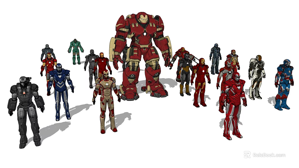 Iron Man Action Figures Collection With Various Sizes And Colorful Designs For Collectors 3d model 