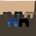 Modern Stools In Brown Black Beige Blue Silver With Leather And Metallic Design