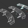 Three Carbon Fiber Car Rear Wings With Vertex Logos