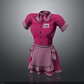 Pink Dress With Apron Design Short Sleeves Collared Neckline Dolly Label