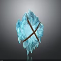 Frosty Ice Shield Weapon With Brown Cross Straps And Crystalline Spiked Edges