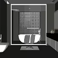 Modern Gray Bathroom Interior Design With Bathtub Toilet Vanity And Backlit Mirror