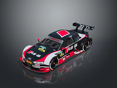 Racing Car With Black Red White Livery Rear Wing And Sporty Alloy Wheels 3d model