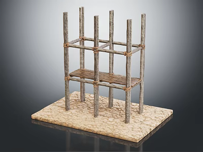Detailed Reinforced Steel Scaffolding Model Featuring Metal Frame And Base Platform 3d model