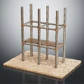 Detailed Reinforced Steel Scaffolding Model Featuring Metal Frame And Base Platform