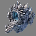 Cartoon Style Icy Cave Scene With Spiky Rocks Stone Steps And Blue Light