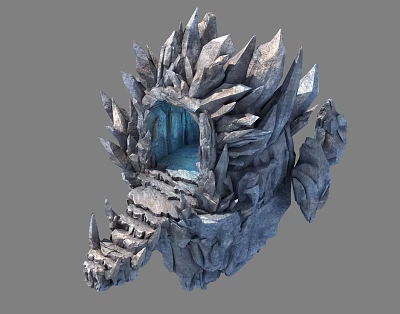 Modern cartoon scene stone cave portal cave steps cave cave heaven 3d model