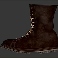 Brown Leather High Top Boots With Laces And Thick Rubber Soles