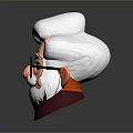 Cartoon Elderly Man 3D Character Model With White Curly Hair Round Glasses And Beard