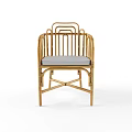 Natural Rattan Leisure Chair With Light Gray Cushion And Stylish Backrest For Cozy Home Decor