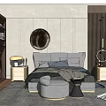 Modern background double bed 3d model