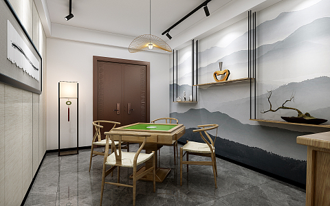 New Chinese Mahjong Room Tea Room 3d model