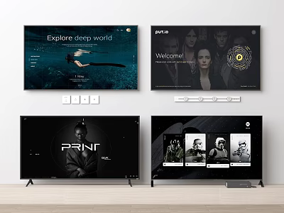 Multiple TVs Showing Various Screen Contents With Different Visual Displays 3d model