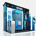BIOTHERM Cosmetics Exhibition Display Shelves With Blue Stand And Product Bottles
