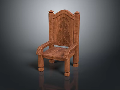 Traditional Wooden Leisure Chair with Carved Backrest Armrest and Solid Wood Design 3d model