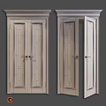 White Interior Double Doors With Glass Panels And Geometric Patterns Design 3d model