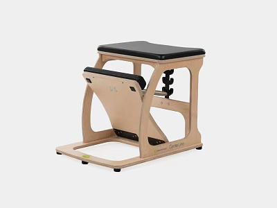 Wooden Frame Fitness Equipment With Black Padded Seat And Backrest For Training 3d model