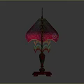 Vintage Embroidered Table Lamp Furniture With Red Base And Colorful Floral Patterns