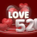 Romantic Heart Shaped Inflatable Decorations With LOVE Letters 520 Numbers On Red Background
