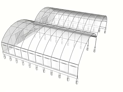Outdoor Transparent Arch Canopy With Connected Structure And Support Poles 3d model
