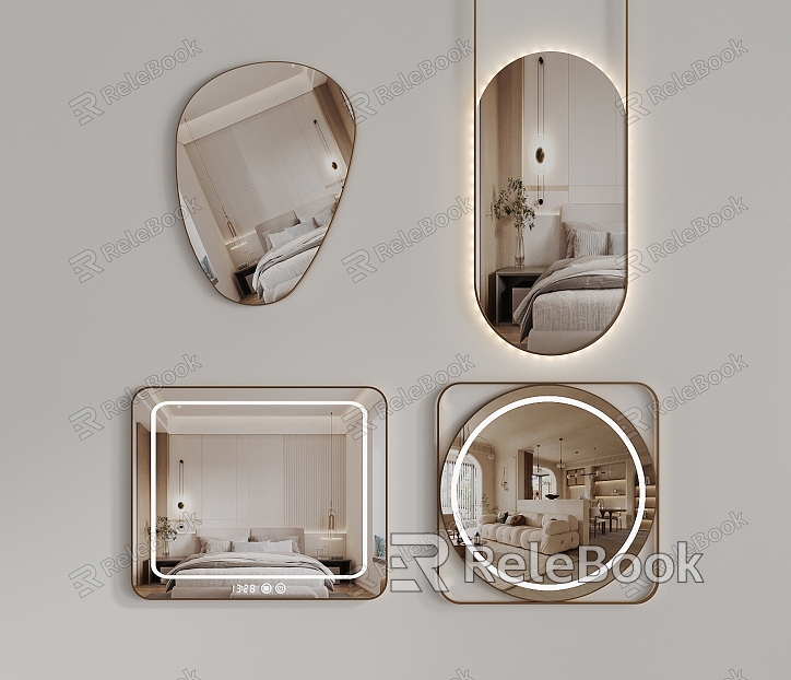 Modern Bathroom Mirror Cosmetic Mirror Decorative Mirror Dressing Mirror Bathroom Mirror model