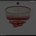 Elegant Modern Woven Mesh Chandelier With Red Gradient Multi Layer Design 3d model