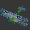 Vintage Biplane Model With Colorful Geometric Design For Space Collectors