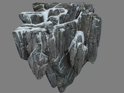 Natural Rock Formation With Snow Covered Textured Surface For Garden Landscape 3d model