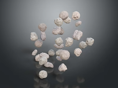 Various Sizes Shapes Wood And Stone Floating On Black Background 3d model