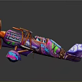 Vibrant Space Themed Biplane With Colorful Intricate Patterns And Structural Details