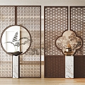 New Chinese Style Partition Entrance Partition Wooden Partition 3d model