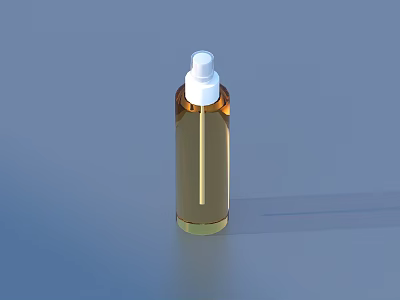 Perfume Cosmetic Spray Bottle With Brown Transparent Body And White Sprayer On Blue Background 3d model
