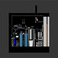 Cartoon Style Industrial Facility Interior With Pipes Blue White Tanks Control Panels And Wooden Door