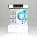 RADICALVAN Display Shelf with Transparent Compartments Blue Circular Design O2 Logo and Bottom Drawers