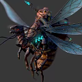 Game Movie Character Riding Giant Insect With Blue Wings And Decorative Outfit
