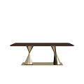 Modern Design Dining Table With Dark Tabletop And Golden Cone Shaped Legs