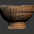 Hand Carved Ceramic Bowl Sculpture With Decorative Patterns And Base