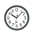 Round Wall Mounted Clock With Black Frame White Dial And Black Numbers And Hands