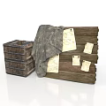 Wooden Storage Crate With Cloth And Notes On Wooden Board For Daily Use