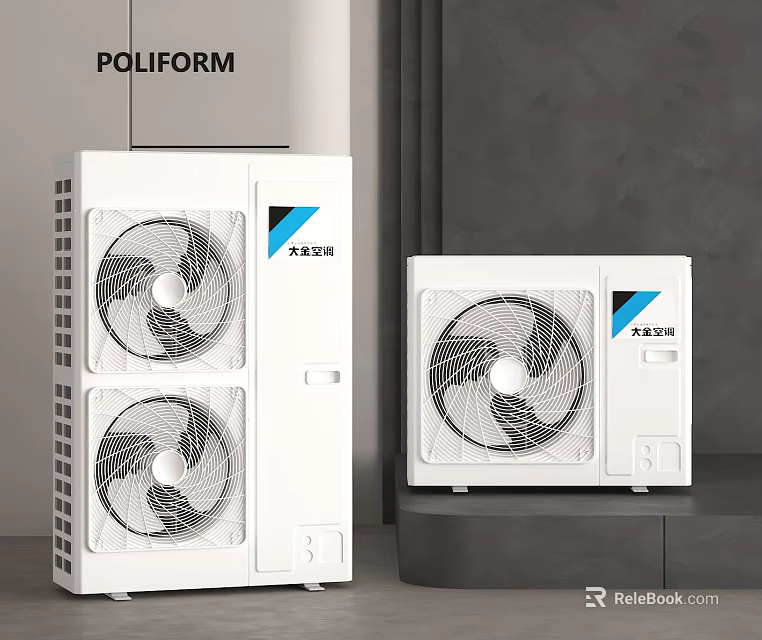 Poliform Modern Air Conditioner Fan With White Sleek Design And Double Units 3d model 
