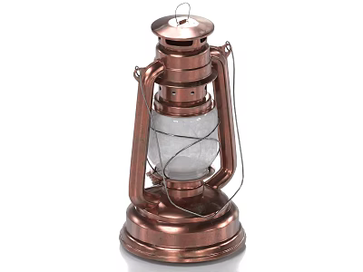 Vintage Copper Floor Lamp With Glass Shade And Metal Frame Design 3d model