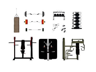 modern fitness equipment fitness equipment dumbbell barbell 3d model