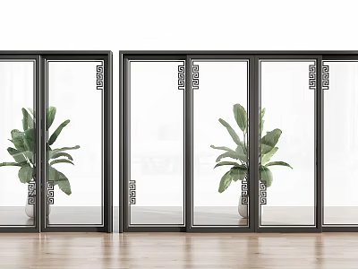 New Chinese style sliding door sliding door glass sliding door 3d model