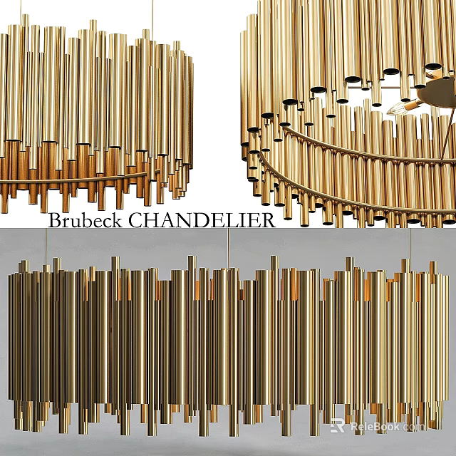 Contemporary Brubeck Chandelier With Golden Metal Rods And Modern Design 3d model 